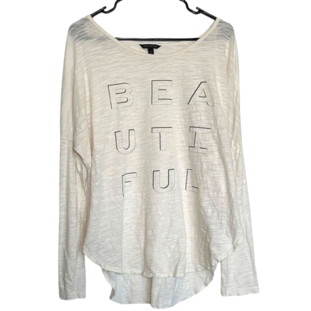 Banana Republic Slouchy Top Womens XL Modal Long Sleeve Beautiful Burnout Cream